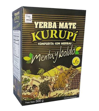 Case of Kurupi Mint Boldo Yerba Mate 12x500g (1.1lbs)